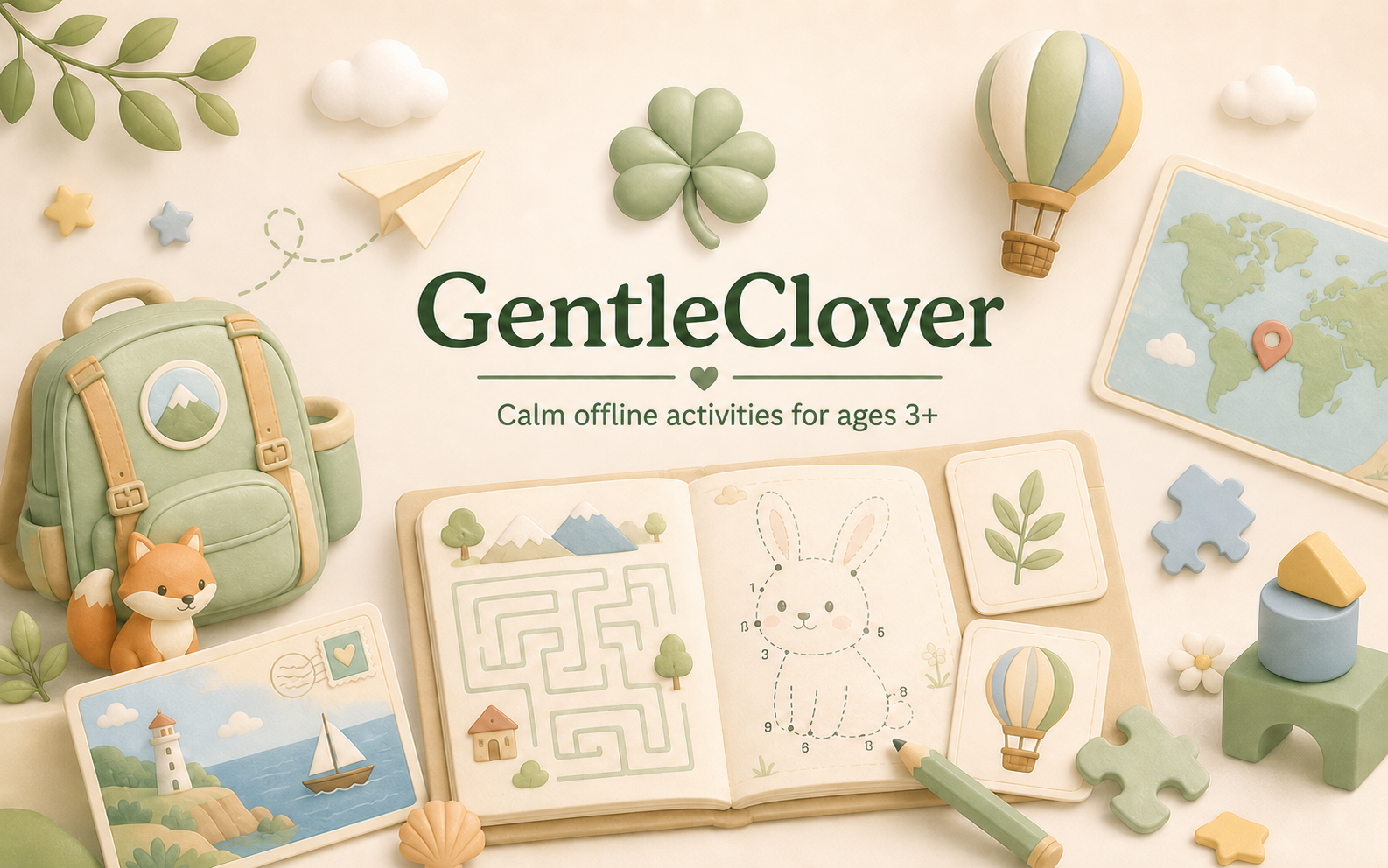 GentleClover — calm offline activities for ages 3+