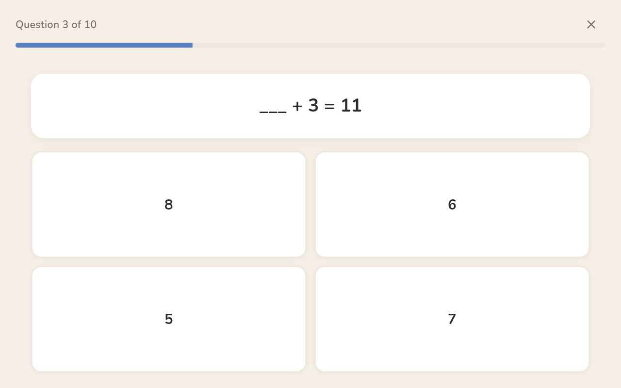 QuizWell — a child works through a math quiz